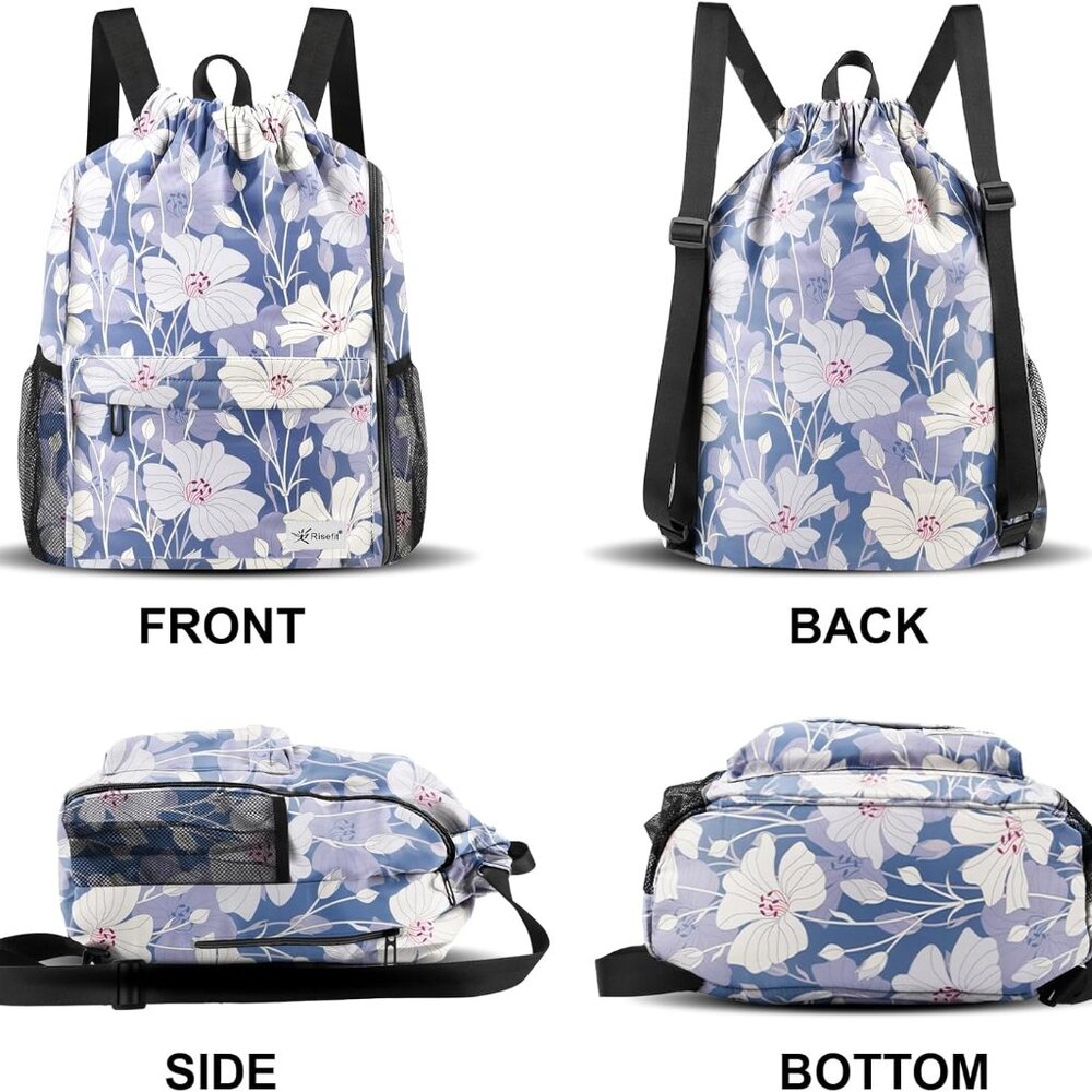 Drawstring Backpack With Mesh Pockets String Gym … - image 6